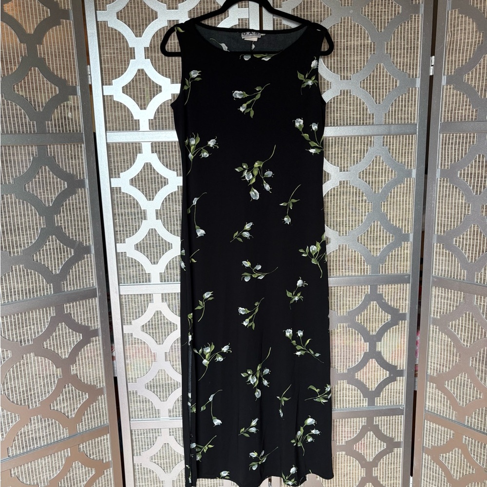 GAS Chic Black Floral Maxi Dress
